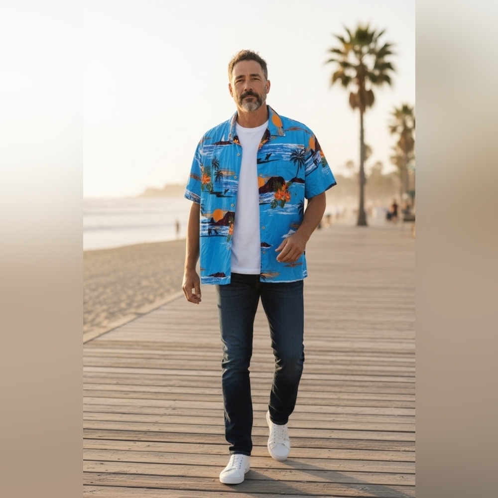 28 Palms Men's Size 2XL Island Beach Surfing Button Up Casual Shirt